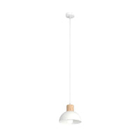 SECO 1-lichts hanglamp - Wit metaal met hout - Mooier Thuis
