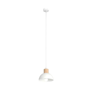 SECO 1-lichts hanglamp - Wit metaal met hout