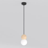 Loop hanglamp wit glas 1-lichts zwart naturel