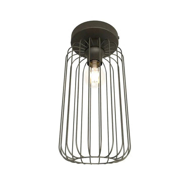 BARN 1-lichts plafondlamp - Zwart metaal draadkap