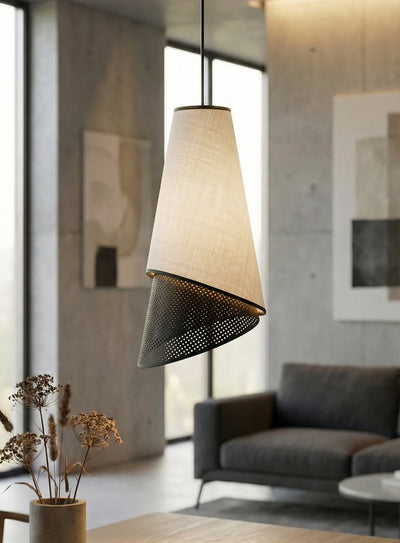 Moda pendant lamp textile 1-light grey black