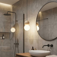 Loop hanglamp wit glas 1-lichts zwart naturel