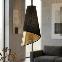 Moda hanglamp textiel 1-lichts zwart goud