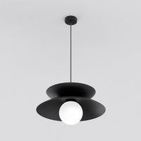 Nagoya hanglamp wit glas 1-lichts zwart