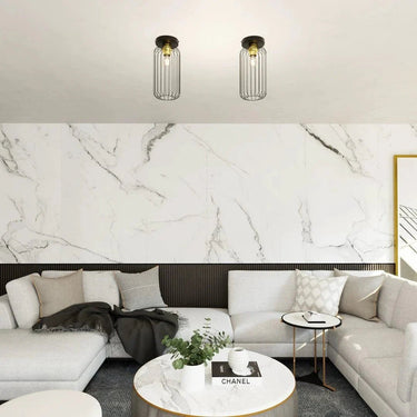 BARN 1-lichts plafondlamp - Zwart frame met goud