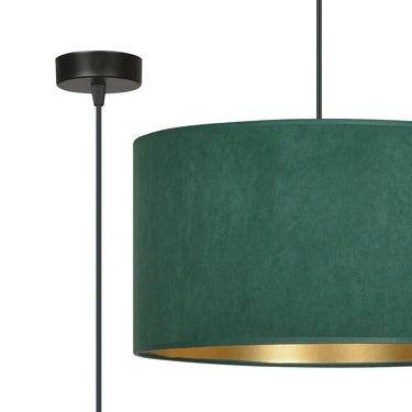HILDE 1-lichts hanglamp - Groen fluweel - Zwart frame