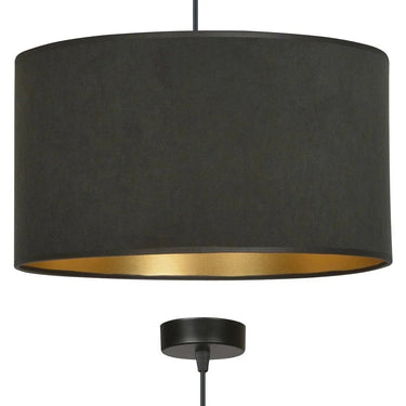HILDE 1-lichts hanglamp - Zwart fluweel met goud
