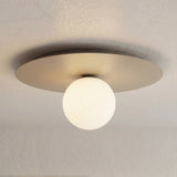 Mooier Thuis - Solar plafondlamp opaalwit glas 1-lichts mokka plafondlamp met ronde bol - metaal en glas
