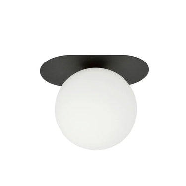 PLAZA 1-lichts plafondlamp - Wit glas - Zwart frame