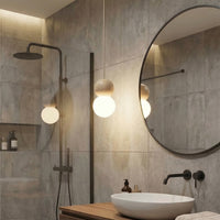 Loop hanglamp wit glas 1-lichts mokka naturel