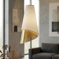 Moda hanglamp textiel 1-lichts wit goud
