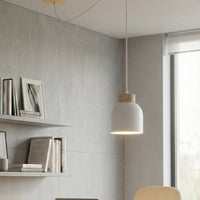 Kru hanglamp hout 1-lichts wit