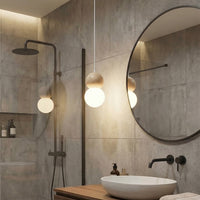 Loop hanglamp wit glas 1-lichts naturel