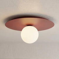 Solar plafondlamp opaalwit glas 1-lichts bordeaux