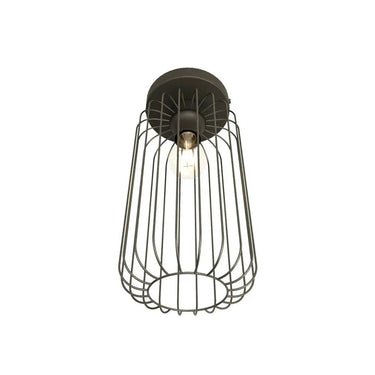 BARN 1-lichts plafondlamp - Zwart metaal draadkap
