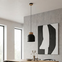 Vigo hanglamp hout 1-lichts zwart