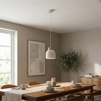 Vigo hanglamp hout 1-lichts wit