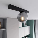 FIT 1-lichts plafondlamp - Smoked glas plafondlamp met ronde bol - sfeervol in een Minimalistisch interieur