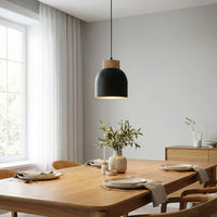 Vigo hanglamp hout 1-lichts zwart