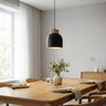 Vigo hanglamp hout 1-lichts zwart hanglamp met lampenkap - sfeervol in een Scandinavisch interieur