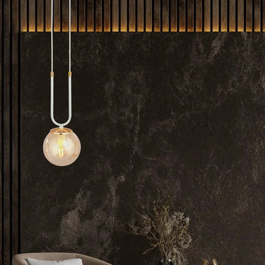 GLAM 1-lichts hanglamp - Amber glas - Wit frame