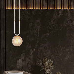 GLAM 1-lichts hanglamp - Amber glas - Wit frame