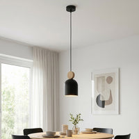 Mesi hanglamp hout 1-lichts zwart