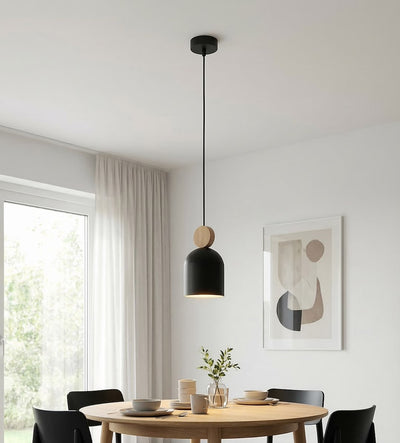 Mesi wood pendant light 1-light black