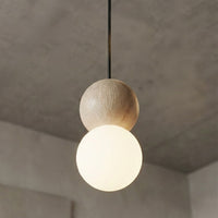 Loop hanglamp wit glas 1-lichts zwart naturel