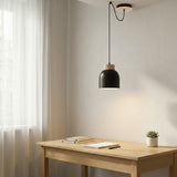 Kru hanglamp hout 1-lichts zwart hanglamp met lampenkap - sfeervol in een Scandinavisch interieur