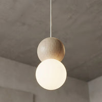 Loop hanglamp wit glas 1-lichts mokka naturel
