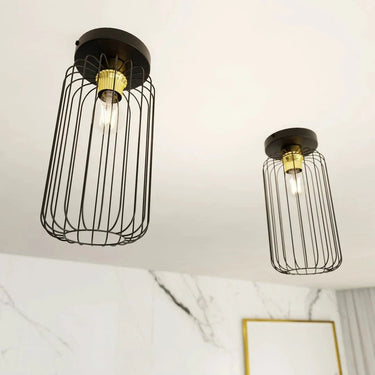 BARN 1-lichts plafondlamp - Zwart frame met goud