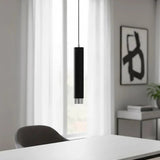 KIBO 1-lichts hanglamp - Zwart chroom hanglamp met buisvorm - 8 cm breed