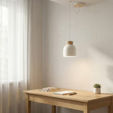 Kru hanglamp hout 1-lichts wit hanglamp met lampenkap - sfeervol in een Scandinavisch interieur