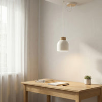 Kru hanglamp hout 1-lichts wit