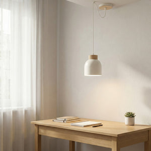 Kru wooden pendant lamp 1-light white