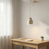 Kru hanglamp hout 1-lichts mokka hanglamp met lampenkap - Ø 18 cm