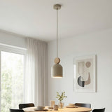Mesi hanglamp hout 1-lichts mokka hanglamp met lampenkap - 11 cm breed