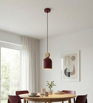 Mesi wooden pendant lamp 1-light burgundy
