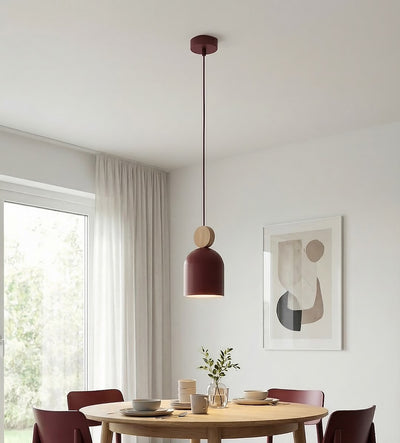 Mesi wooden pendant lamp 1-light burgundy