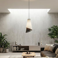 Moda hanglamp textiel 1-lichts grijs zwart