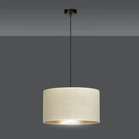 HILDE 1-lichts hanglamp - Zwart frame - Crème kap - afbeelding 2