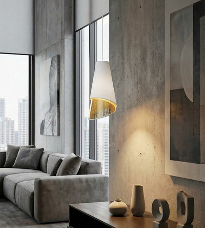 Moda pendant lamp textile 1-light white gold