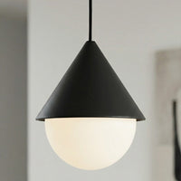 Giro hanglamp wit glas 1-lichts zwart