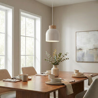 Vigo hanglamp hout 1-lichts wit