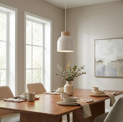 Vigo hanglamp hout 1-lichts wit