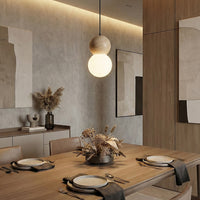 Loop hanglamp wit glas 1-lichts zwart naturel