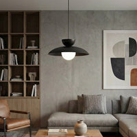 Mulan hanglamp wit glas 1-lichts zwart