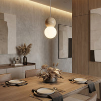 Loop hanglamp wit glas 1-lichts mokka naturel