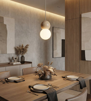 Loop pendant lamp white glass 1-light mocha natural